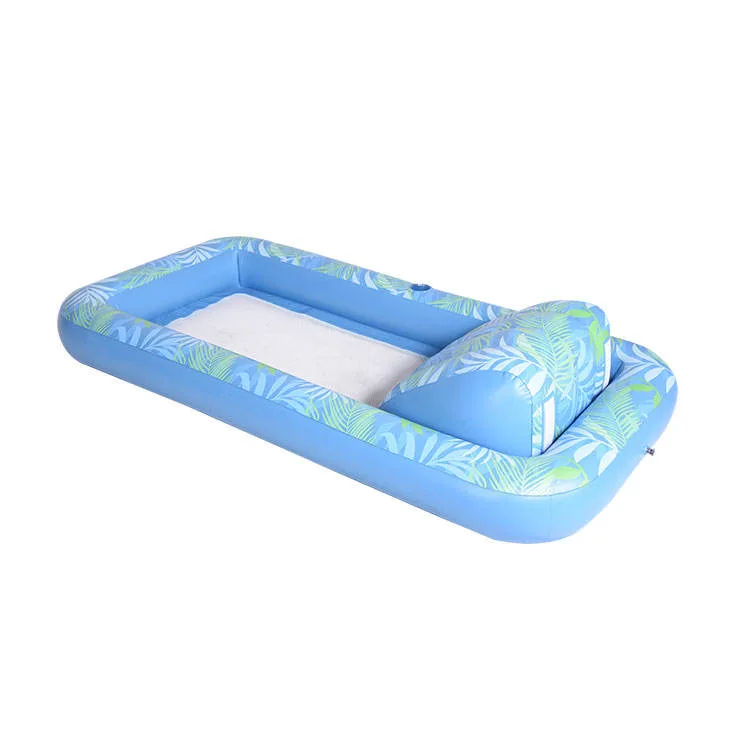 Matelas flottant gonflable avec dossier et porte-gobelet – Bleu tropical